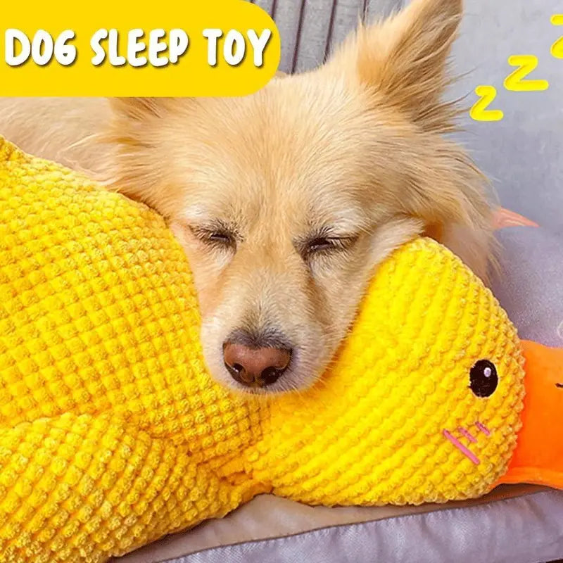 MRWJ 2026 New Yellow Duck Plush Dog Toy - Durable Chew, Interactive Chew with Quacking Sound, Companionship Sleep Pillow for Indoor Play