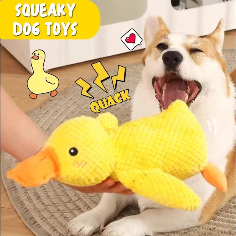 MRWJ 2026 New Yellow Duck Plush Dog Toy - Durable Chew, Interactive Chew with Quacking Sound, Companionship Sleep Pillow for Indoor Play
