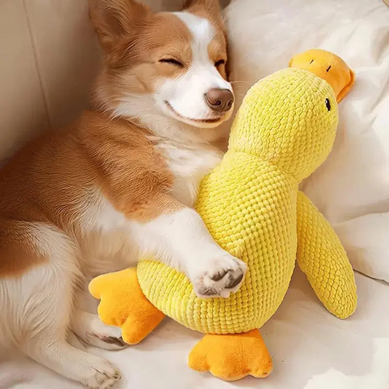 MRWJ 2026 New Yellow Duck Plush Dog Toy - Durable Chew, Interactive Chew with Quacking Sound, Companionship Sleep Pillow for Indoor Play