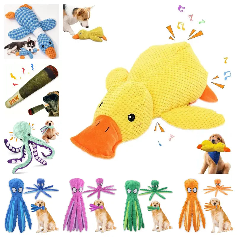 MRWJ 2026 New Yellow Duck Plush Dog Toy - Durable Chew, Interactive Chew with Quacking Sound, Companionship Sleep Pillow for Indoor Play