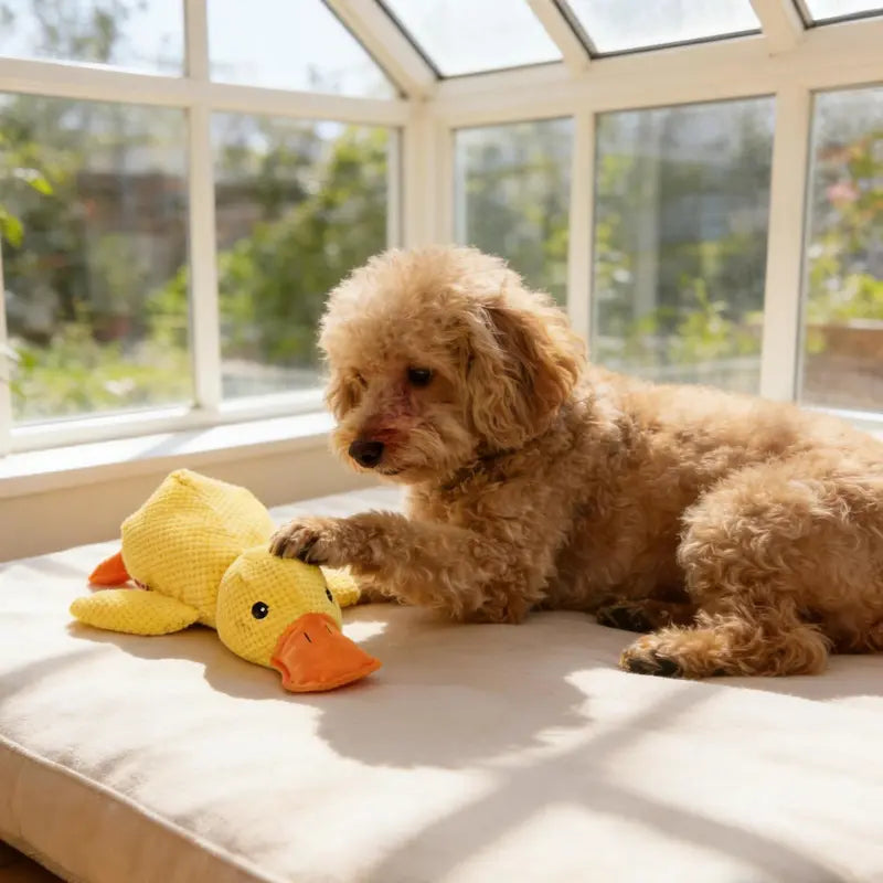 MRWJ 2026 New Yellow Duck Plush Dog Toy - Durable Chew, Interactive Chew with Quacking Sound, Companionship Sleep Pillow for Indoor Play